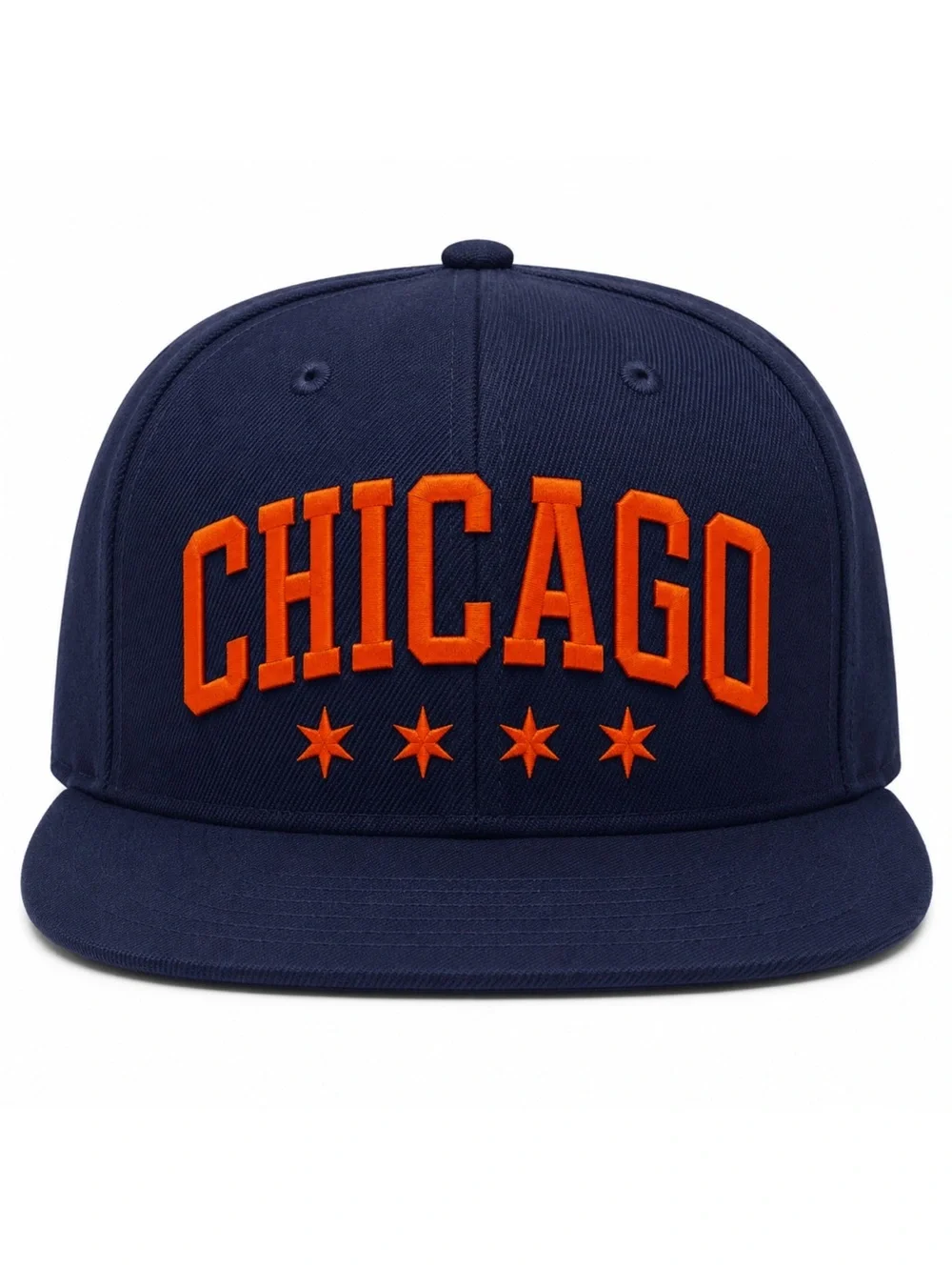 ❤️‍🔥 Chicago Navy Orange Snapback Hat Streetwear Flat Bill Embroidered w/ Stars